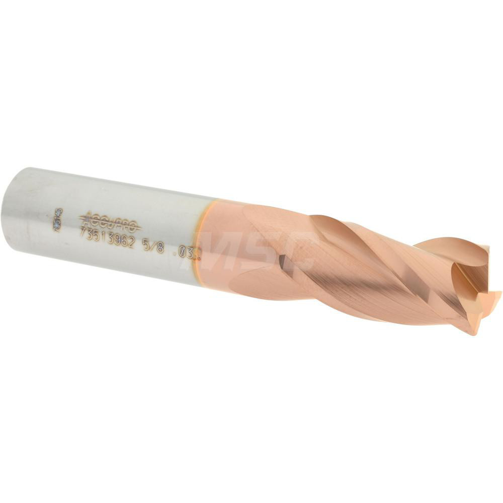 Accupro 12179689 Corner Radius End Mill: 5/8" Dia, 1-5/8" LOC, 0.03" Radius, 3 Flutes, Solid Carbide Image