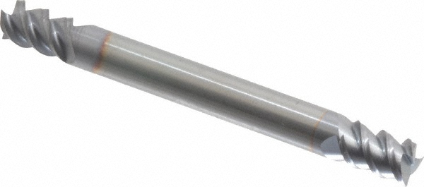 Accupro 360DE2500C4 Square End Mill: 1/4 Dia, 3/8 LOC, 1/4 Shank Dia, 2-1/2 OAL, 3 Flutes, Solid Carbide 