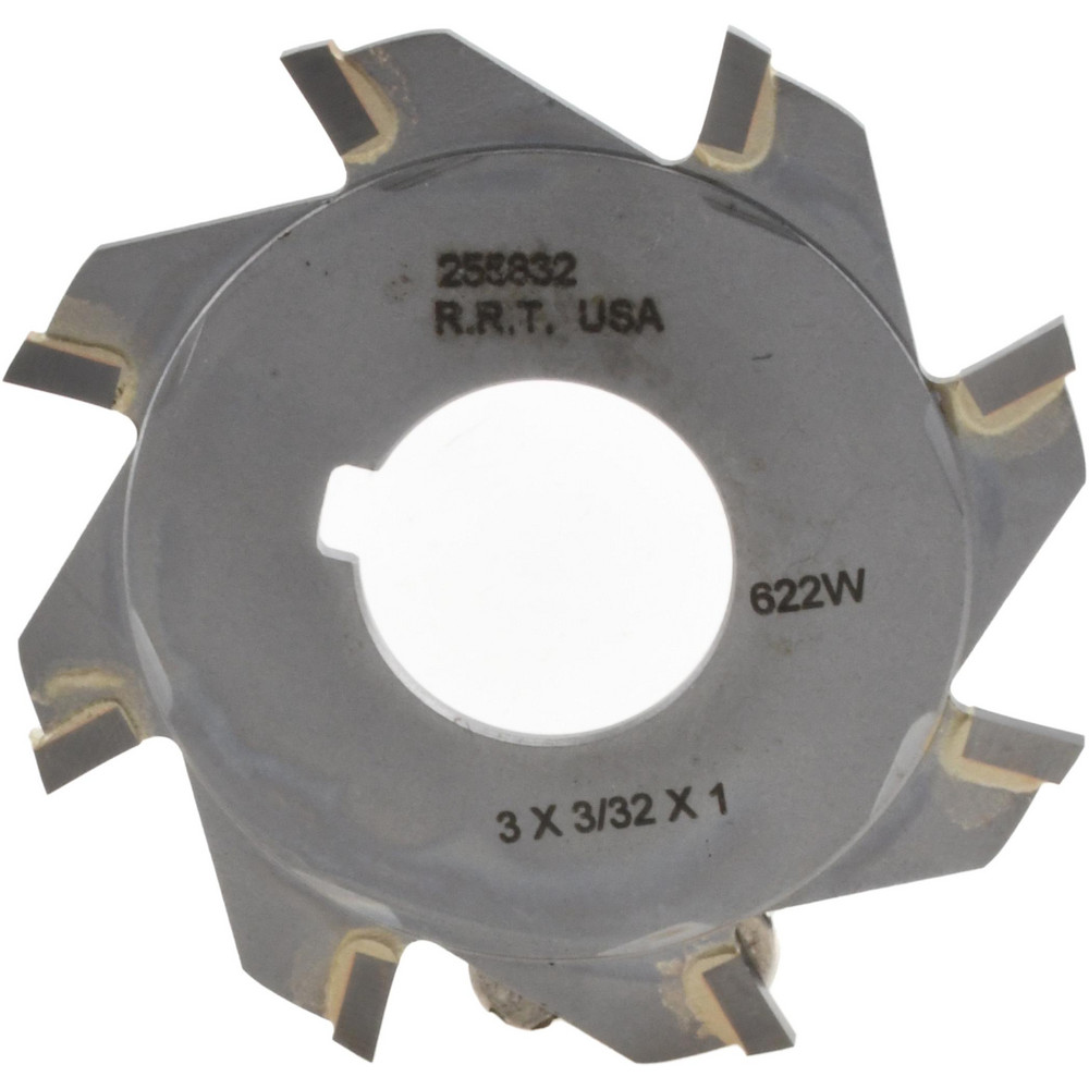 Slitting & Slotting Saw: 3" Dia, 3/32" Thick, 1" Arbor Hole, 8 Teeth, Carbide Tipped