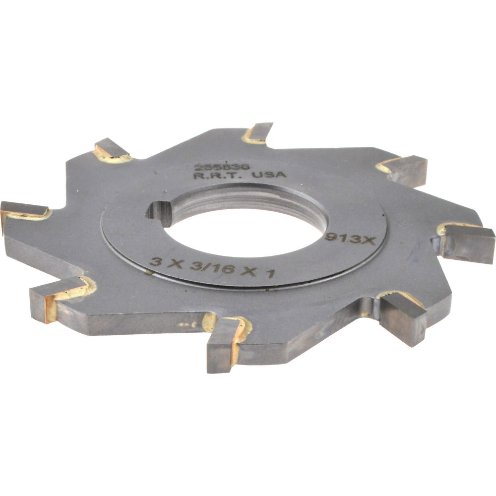 Slitting & Slotting Saw: 3" Dia, 3/16" Thick, 1" Arbor Hole, 8 Teeth, Carbide Tipped