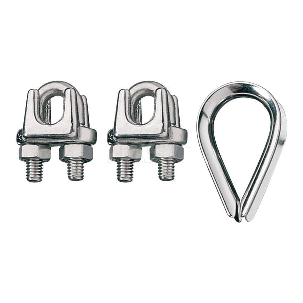 Wire Rope Grip: 3/32" Rope Dia, 316 Stainless Steel