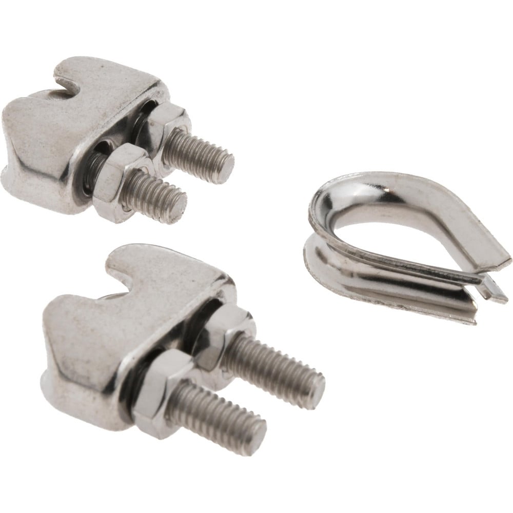 Wire Rope Grip: 1/8" Rope Dia, 316 Stainless Steel