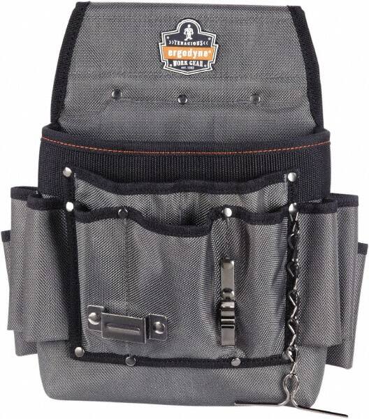 Tool Pouch: 7 Pockets, Polyester, Gray