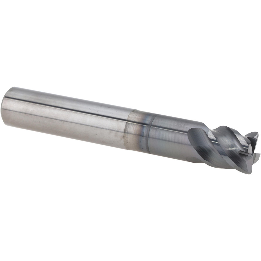 Corner Radius End Mill: 1/2" Dia, 1/2" LOC, 0.0300" Radius, 4 Flute, Solid Carbide - 3-1/4" OAL, 1/2" Shank Dia, 45.00 deg Helix, WXS Finish, Single End, Series 4471, Centercutting