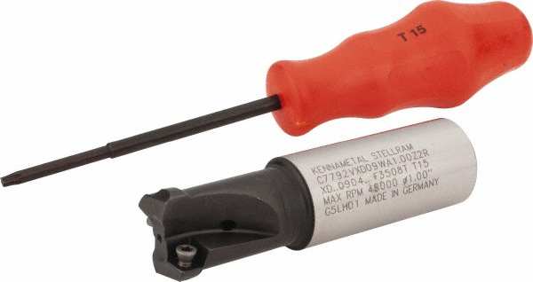 Kennametal 5658075 Indexable High-Feed End Mill: 1" Weldon Flat Shank Image