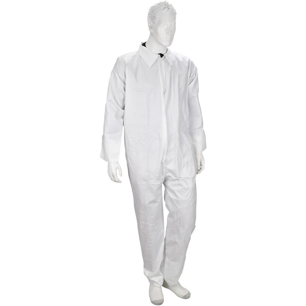 Disposable Coveralls: Size 5X-Large, 1.6 oz, Film Laminate, Zipper Closure