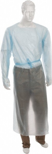 Rain & Chemical Resistant Isolation Gown: Universal, Blue, Polyethylene
