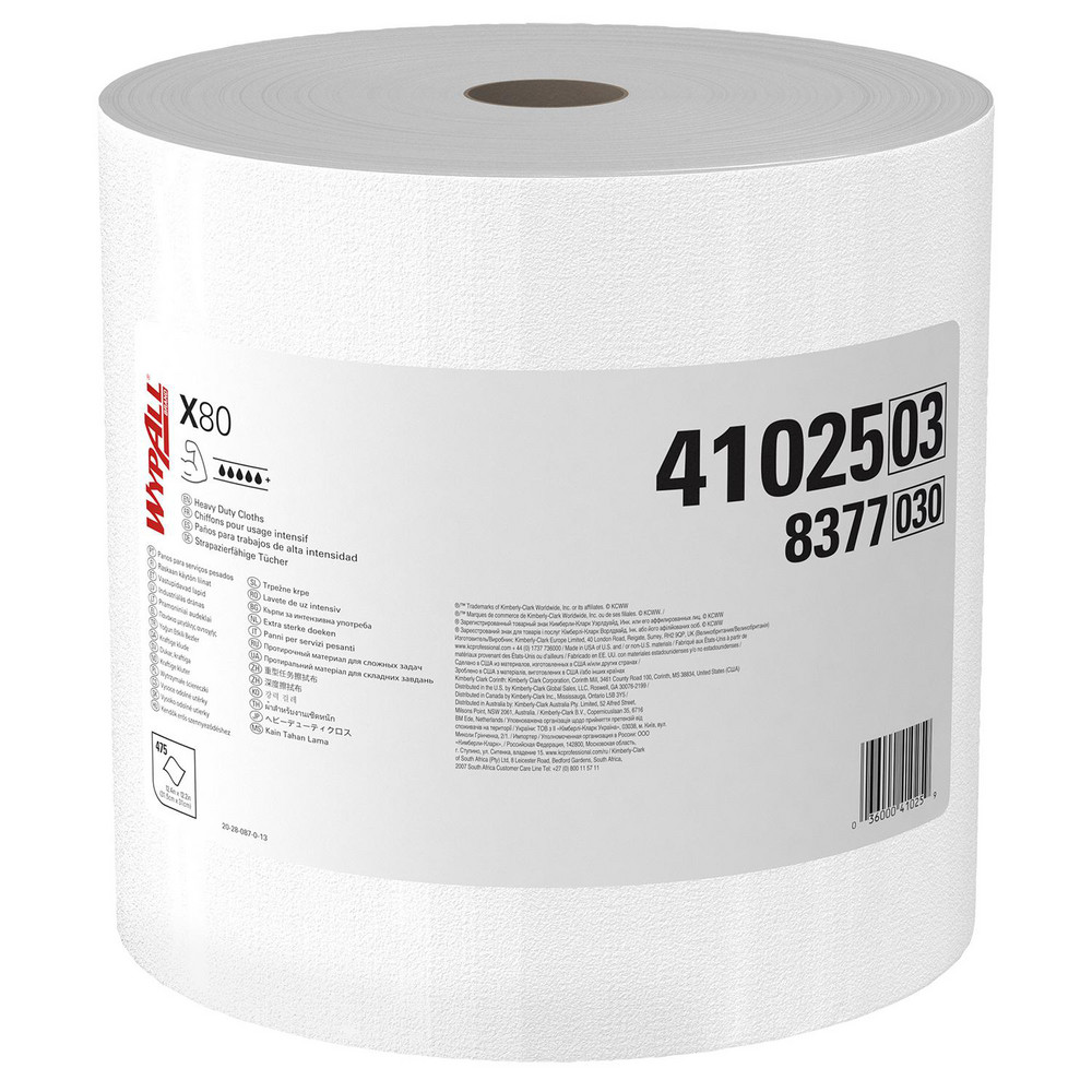 PowerClean X80 Heavy Duty Cloths, Jumbo Roll, Extended Use Towels, White