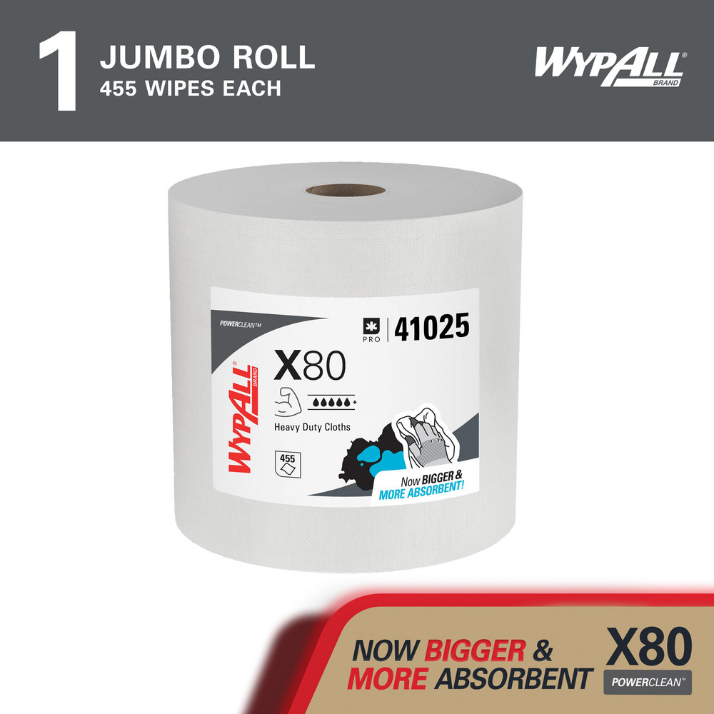 WypAll - PowerClean™ x80 Heavy Duty Cloths (41025), Jumbo Roll