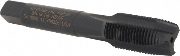 Kennametal 5416950 Spiral Point Tap: 5/8-18, 3 Flutes, Plug, 2B, Vanadium High Speed Steel, Oxide Finish Image