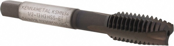 Kennametal 5416918 Spiral Point Tap: 1/2-13, 3 Flutes, Plug, 3B, Vanadium High Speed Steel, TiN/CrC/C Finish Image