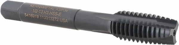 Kennametal 5416919 Spiral Point Tap: 1/2-13, 3 Flutes, Plug, 3B, Vanadium High Speed Steel, Oxide Finish Image