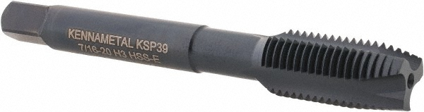 Kennametal 5416913 Spiral Point Tap: 7/16-20, 3 Flutes, Plug, Vanadium High Speed Steel, Oxide Finish Image