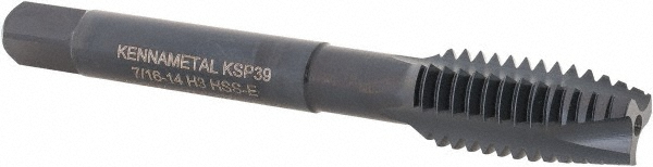 Kennametal 5416910 Spiral Point Tap: 7/16-14, 3 Flutes, Plug, Vanadium High Speed Steel, Oxide Finish Image