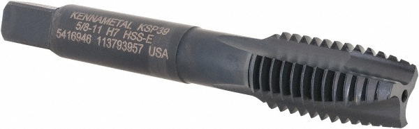 Kennametal 5416946 Spiral Point Tap: 5/8-11, 3 Flutes, Plug, Vanadium High Speed Steel, Oxide Finish Image