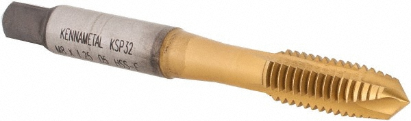 Kennametal 5431711 Spiral Point Tap: M8 x 1.25, 3 Flutes, Plug, 6H, Vanadium High Speed Steel, TiCN/TiN Finish Image
