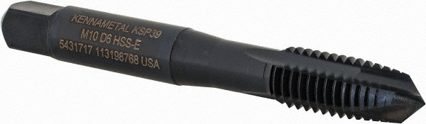 Kennametal 5431717 Spiral Point Tap: M10 x 1.5, 3 Flutes, Plug, 6H, Vanadium High Speed Steel, Oxide Finish Image
