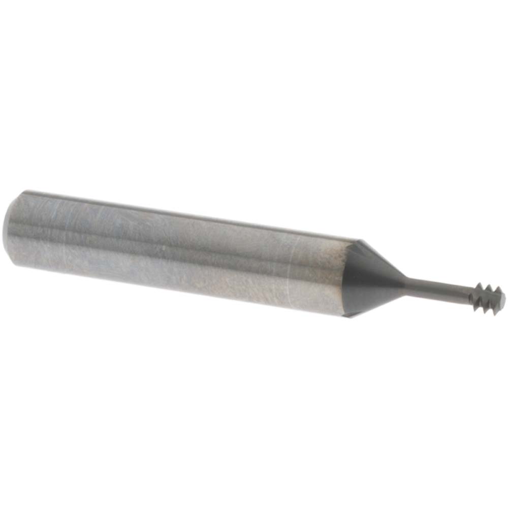 Helical Flute Thread Mill: #6-32, 3 Flute, 0.2500" Shank Dia, Solid Carbide - 32 TPI, 0.1030" Cut Dia, 0.0940" LOC, 1.6610" OAL, WXS Finish, Series 41200