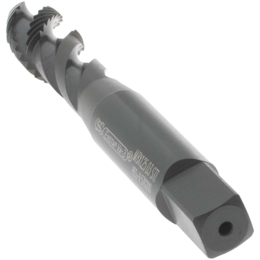 OSG M8x1.25, 3 Flute, 45° Helix, Modified Bottoming Chamfer, Oxide Finish, Vanadium High Speed