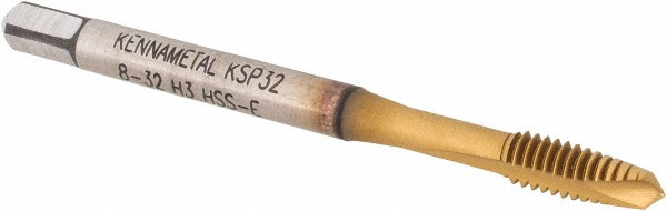 Kennametal 5455849 Spiral Point Tap: #8-32, 2 Flutes, Plug, 2B, Vanadium High Speed Steel, TiCN/TiN Finish Image