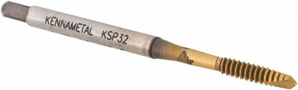 Kennametal 5455839 Spiral Point Tap: #6-32, 2 Flutes, Plug, 2B, Vanadium High Speed Steel, TiCN/TiN Finish Image