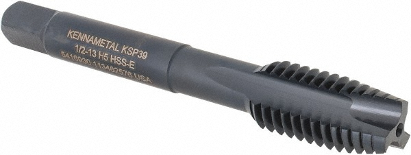 Kennametal 5416930 Spiral Point Tap: 1/2-13, 3 Flutes, Plug, 2B, Vanadium High Speed Steel, Oxide Finish Image