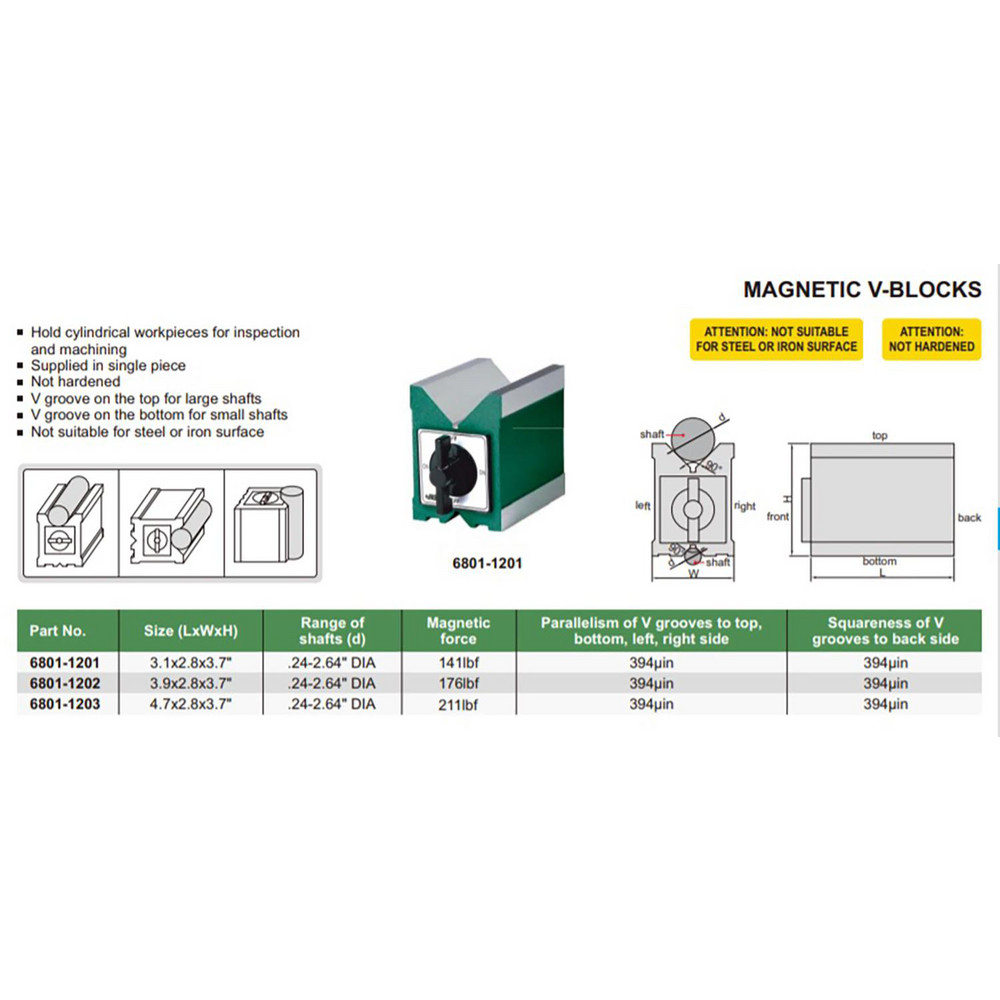 Insize Short Block Insize USA LLC - V-Blocks: V Block Type: Magnetic; Overall Length (Inch ...