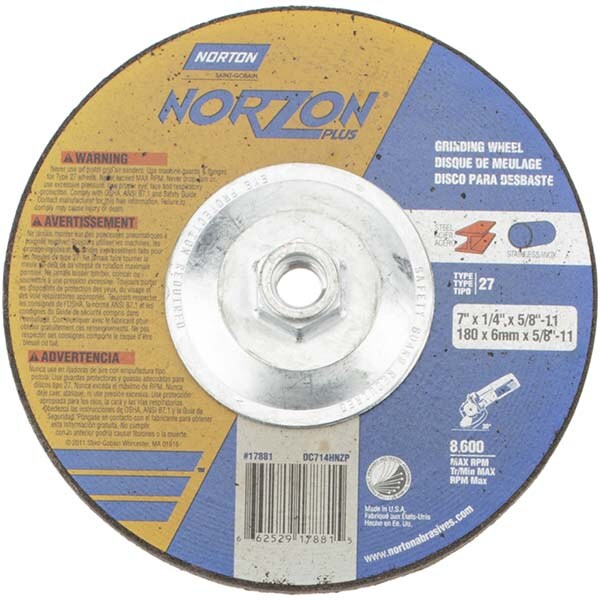 Norton 66252917881 Depressed Center Wheel: Type 27, 7" Dia, Ceramic Image