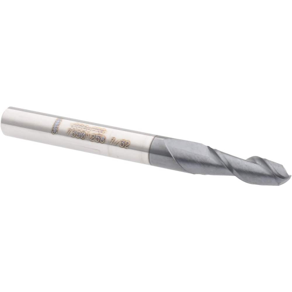 Accupro 12177039 Ball End Mill: 0.2188" Dia, 0.625" LOC, 2 Flute, Solid Carbide 