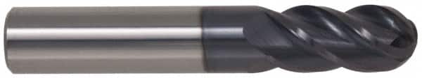 Accupro 12177129 Ball End Mill: 0.5625" Dia, 1.25" LOC, 4 Flute, Solid Carbide 