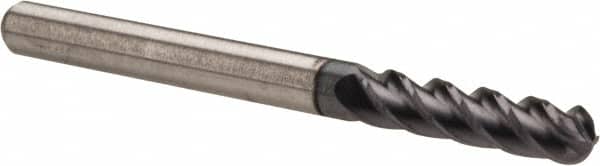 Accupro 12177109 Ball End Mill: 0.125" Dia, 0.5" LOC, 4 Flute, Solid Carbide 