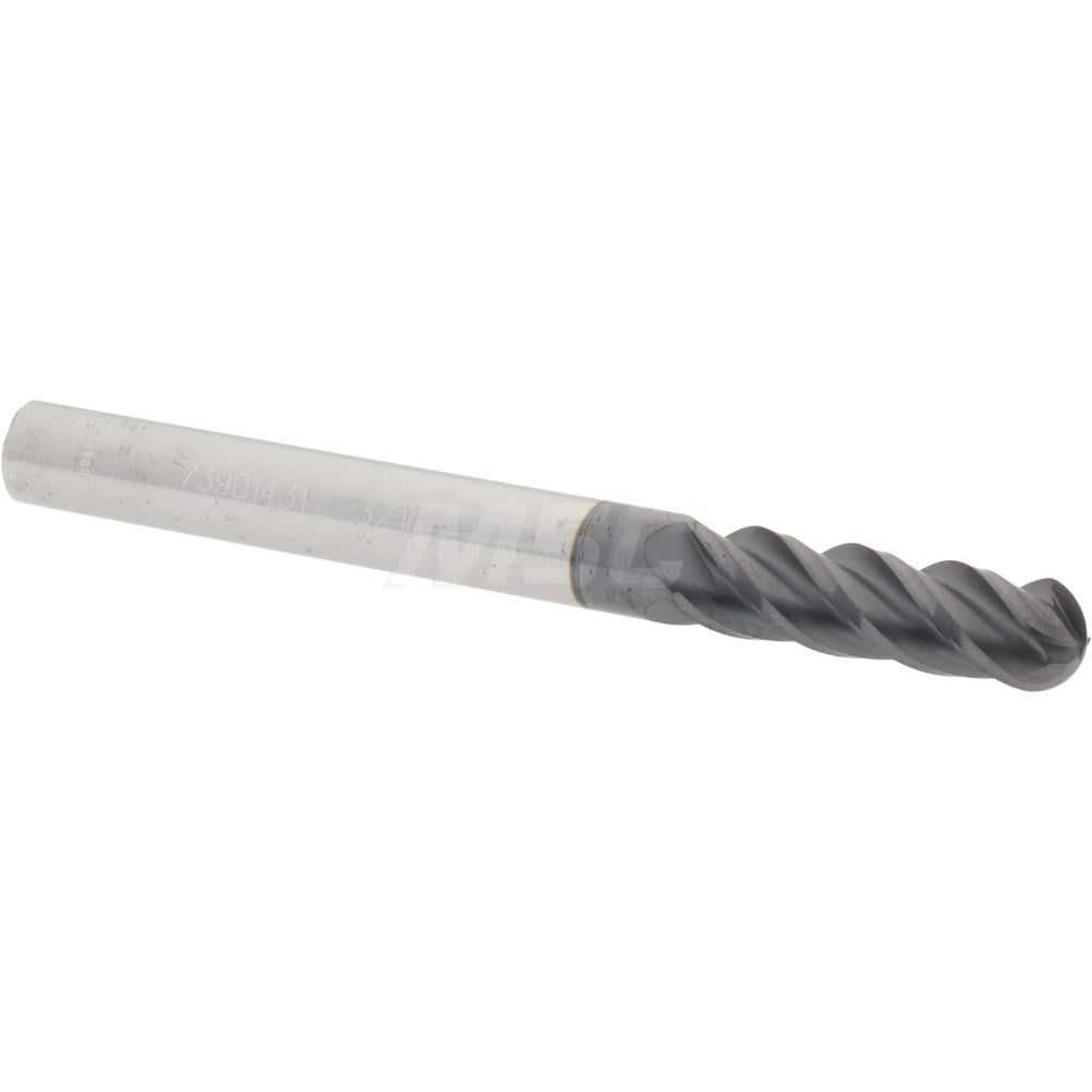 Accupro 12177113 Ball End Mill: 0.1875" Dia, 0.625" LOC, 4 Flute, Solid Carbide 