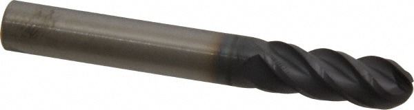 Accupro 12177121 Ball End Mill: 0.3125" Dia, 0.8125" LOC, 4 Flute, Solid Carbide 