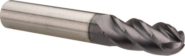 Accupro 12177123 Ball End Mill: 0.375" Dia, 0.875" LOC, 4 Flute, Solid Carbide 