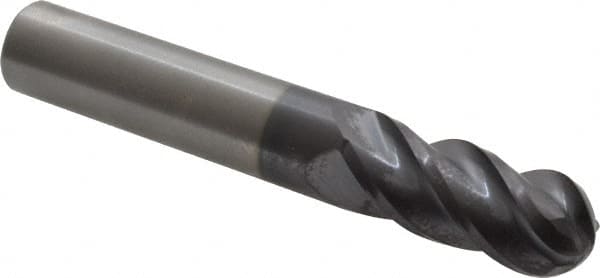 Accupro 12177125 Ball End Mill: 0.4375" Dia, 1" LOC, 4 Flute, Solid Carbide 