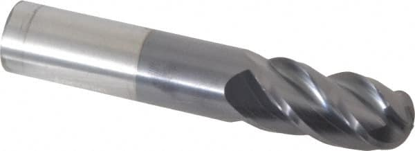 Accupro 12177131 Ball End Mill: 0.625" Dia, 1.25" LOC, 4 Flute, Solid Carbide 