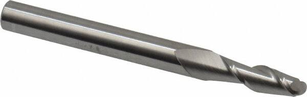 Accupro 12177038 Ball End Mill: 0.2188" Dia, 0.625" LOC, 2 Flute, Solid Carbide 