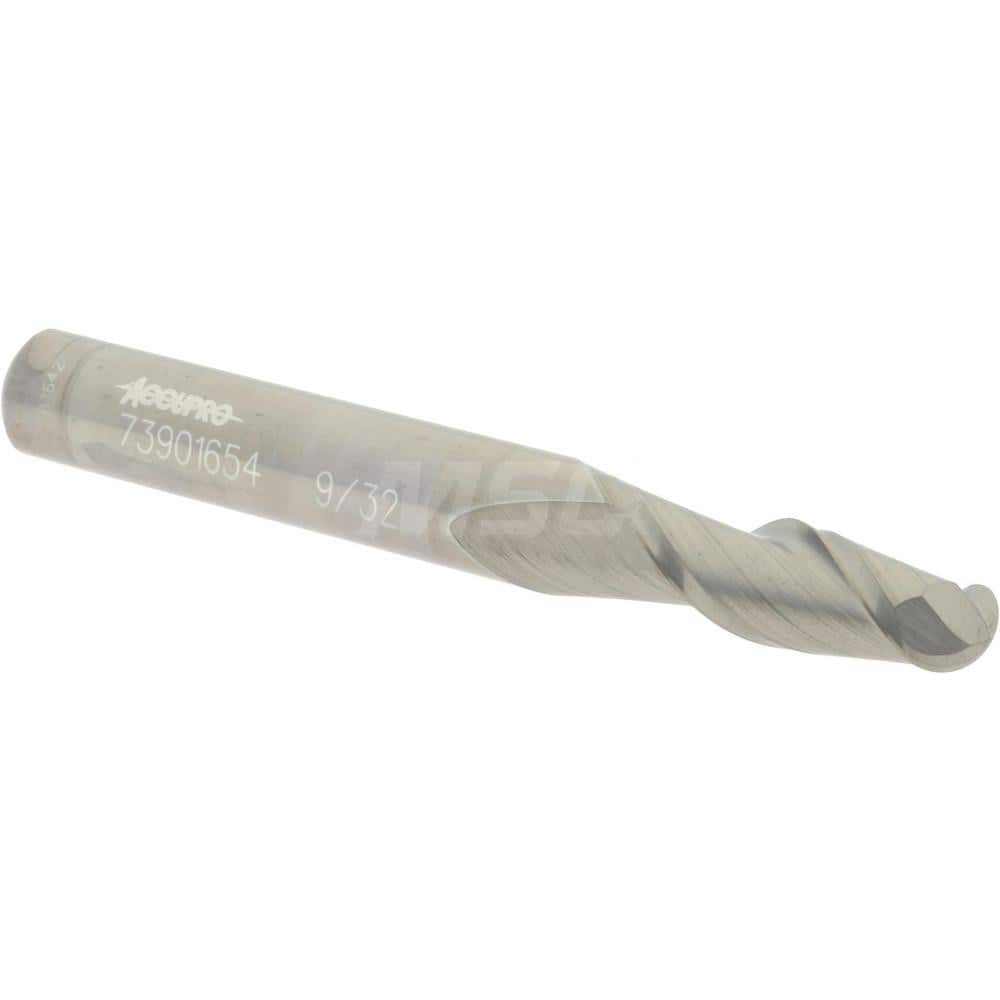 Accupro 12177042 Ball End Mill: 0.2813" Dia, 0.75" LOC, 2 Flute, Solid Carbide 