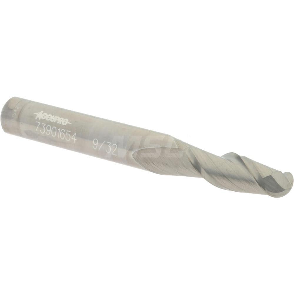 Accupro 12177042 Ball End Mill: 0.2813" Dia, 0.75" LOC, 2 Flute, Solid Carbide 