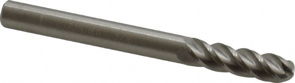 Accupro 12177112 Ball End Mill: 0.1875" Dia, 0.625" LOC, 4 Flute, Solid Carbide Image