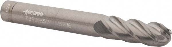 Accupro 12177120 Ball End Mill: 0.3125" Dia, 0.8125" LOC, 4 Flute, Solid Carbide 
