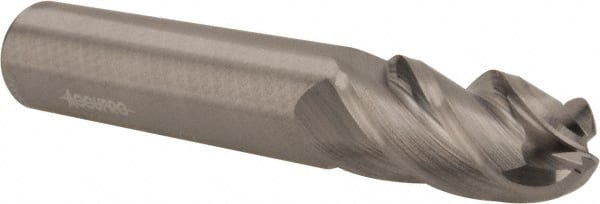 Accupro 12177126 Ball End Mill: 0.5" Dia, 1" LOC, 4 Flute, Solid Carbide 