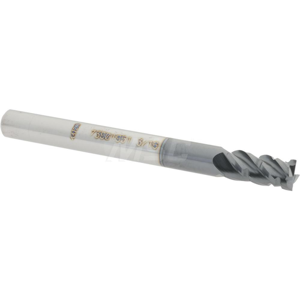 Accupro 12184977 3/16" Diam 4-Flute 40&deg; Solid Carbide Square Roughing & Finishing End Mill Image
