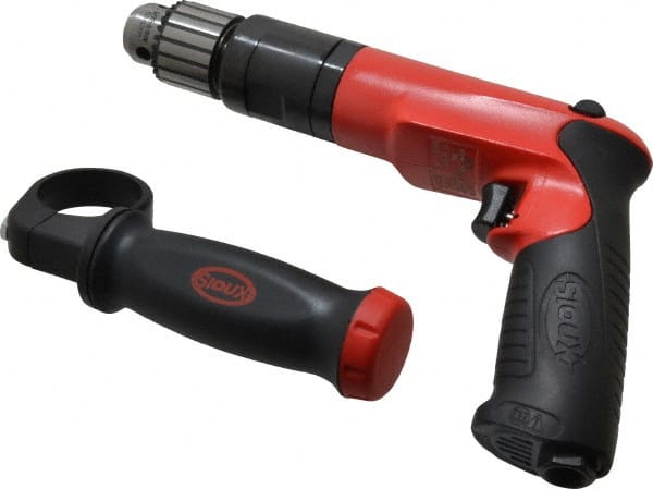 Sioux Tools SDR10P12R3 Air Drill: 3/8" Keyed & Keyless Chuck, Reversible 