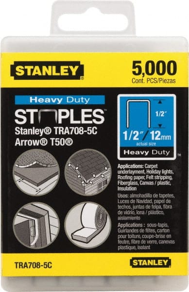 Stanley TRA708-5C Galvanized Steel Heavy-Duty Power Crown Staple: 1/2" Leg Length 