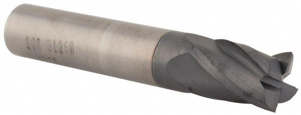 SGS 31260 Square End Mill: 7/16 Dia, 5/8 LOC, 7/16 Shank Dia, 2-1/2 OAL, 4 Flutes, Solid Carbide Image