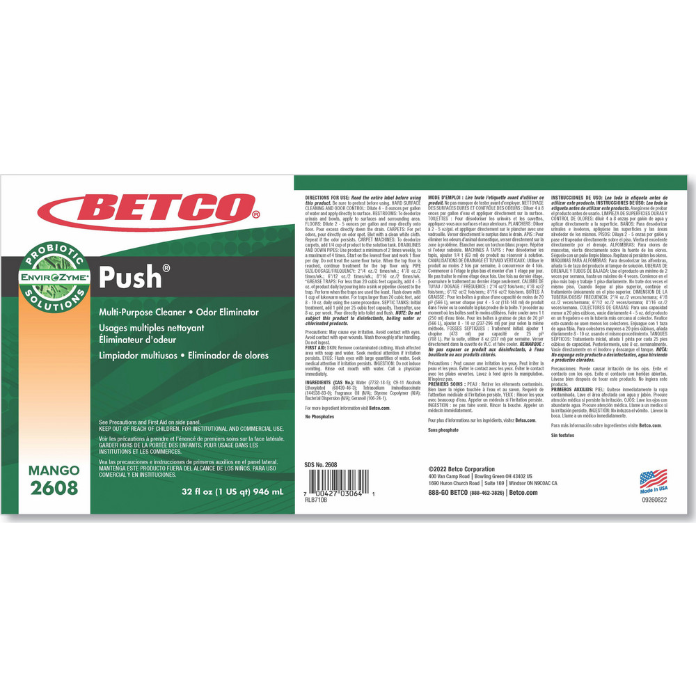 Betco Drain Cleaners & Openers; Product Type Drain Cleaner; Form