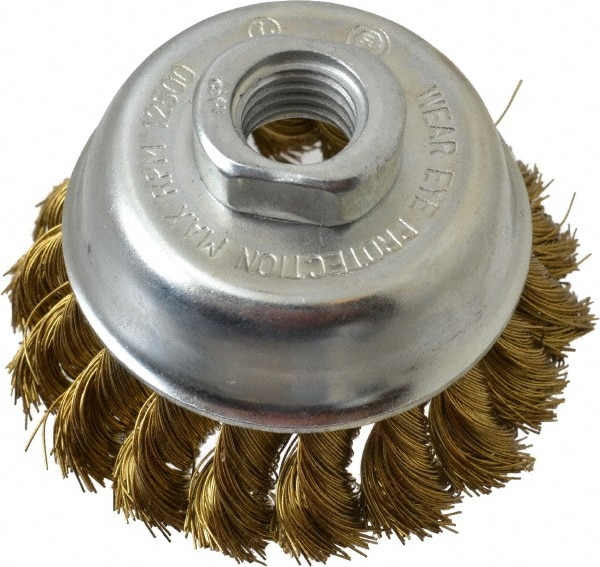 Value Collection 2107558335 Cup Brush: 3" Dia, 0.014" Wire Dia, Brass, Knotted Image