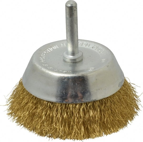 Value Collection - Cup Brush: 2-3/4″ Dia, 0.008″ Wire Dia, Brass