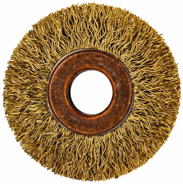 Photos - Abrasive Wheel / Belt Value Collection Wheel Brush: 2" Wheel Dia, 5/16" Face Width, 0.0140" Wire Dia, Crimped - 1/2" Hole, Brass | Part #730501333